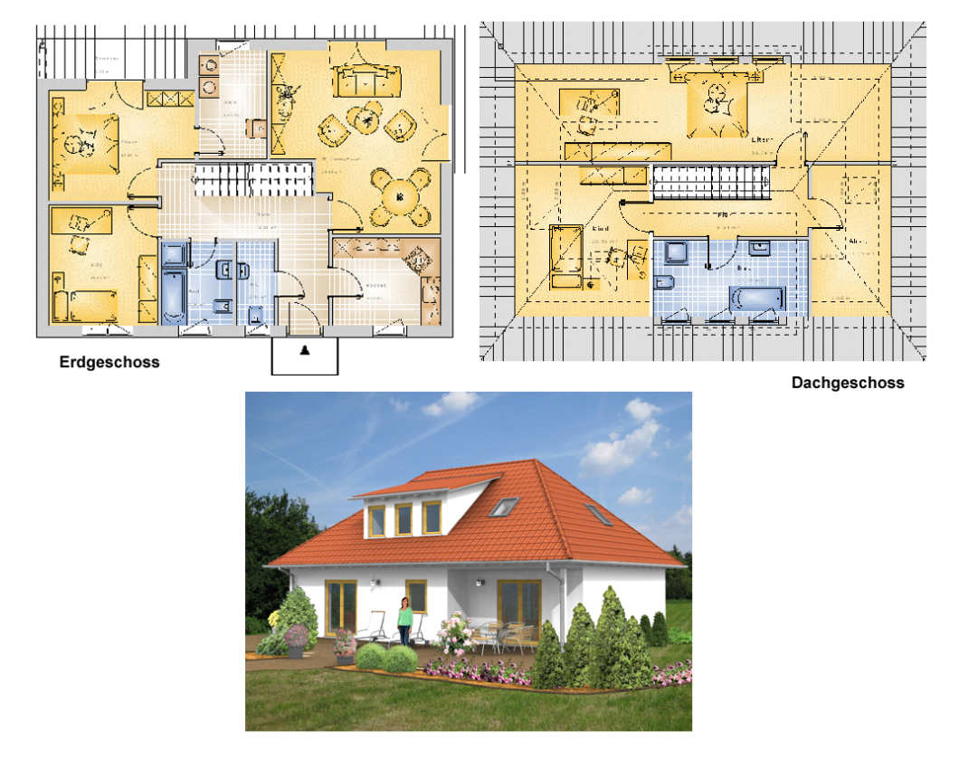 Planungsvorschlag Variante 2: Grundriss und Ansicht