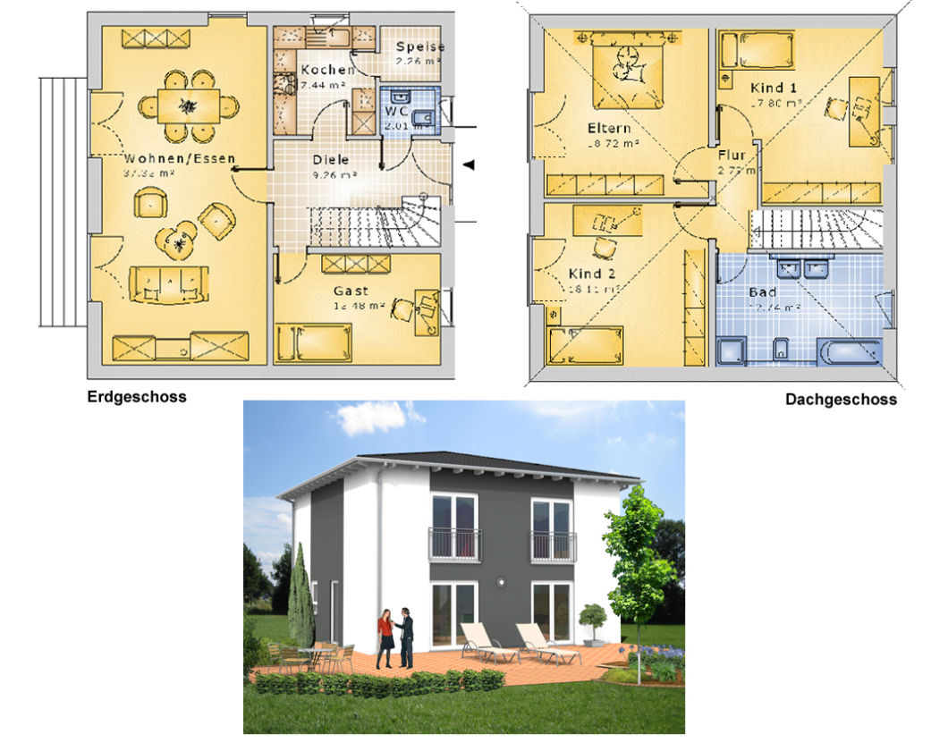 Planungsvorschlag Variante 4: Grundriss und Ansicht